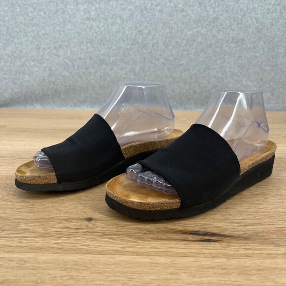 Naot Shoes - Naot Womens Alana Slide Shoe Size 40/US 9 Slip On Comfort Black Tan Low Wedge
